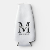 Klassieke Gepersonaliseerde Groomsman Monogram en Flesjeskoeler (Voorkant)