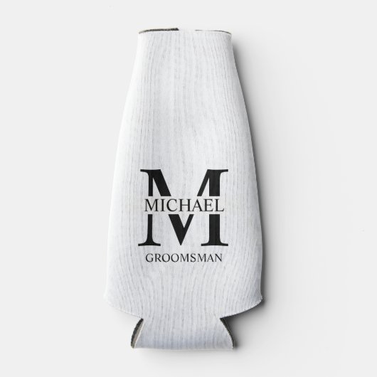 Klassieke Gepersonaliseerde Groomsman Monogram en Flesjeskoeler (Voorkant)