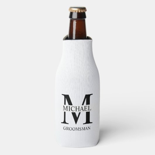 Klassieke Gepersonaliseerde Groomsman Monogram en Flesjeskoeler (Fles Voorkant)