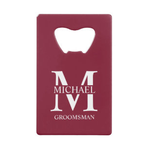 Klassieke Gepersonaliseerde Groomsman Monogram en  Kredietkaart Flessenopener