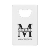 Klassieke Gepersonaliseerde Groomsman Monogram en  Kredietkaart Flessenopener (Voorkant)