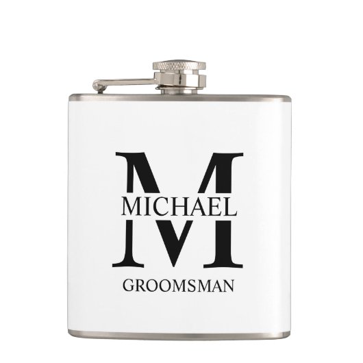 Klassieke Gepersonaliseerde Groomsman Naam Heupfles (Voorkant)