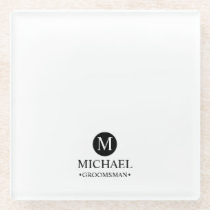 Klassieke Gepersonaliseerde Groomsmen Monogram en  Glazen Onderzetter