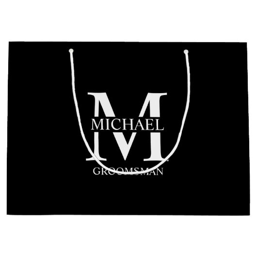 Klassieke Gepersonaliseerde Groomsmen Monogram en  Groot Cadeauzakje (Voorkant)