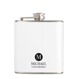 Klassieke Gepersonaliseerde Groomsmen Monogram en Heupfles