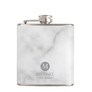 Klassieke Gepersonaliseerde Groomsmen Monogram en Heupfles