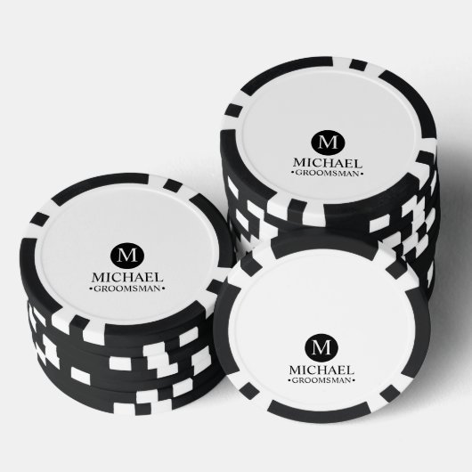 Klassieke Gepersonaliseerde Groomsmen Monogram en Poker Chips (Opstapeling)