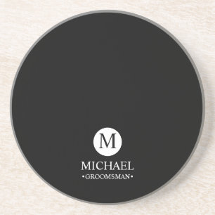Klassieke Gepersonaliseerde Groomsmen Monogram en Zandsteen Onderzetter