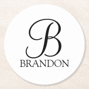 Klassieke Gepersonaliseerde het Monogram van het M Ronde Kartonnen Onderzetter