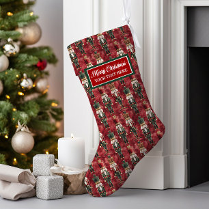 Klassieke gepersonaliseerde kerstkous Waterverf Grote Kerstsok