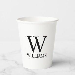 Klassieke gepersonaliseerde monogram- en naamafdru papieren bekers