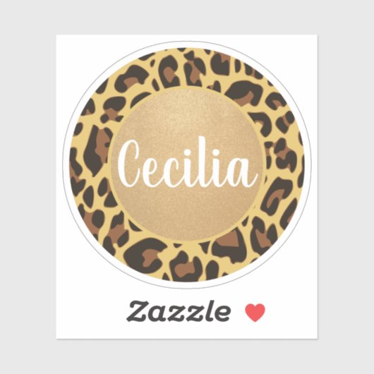 Klassieke gepersonaliseerde naam Leopard Animal Pr Sticker (Vel)