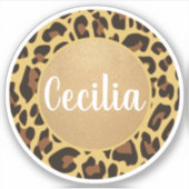 Klassieke gepersonaliseerde naam Leopard Animal Pr Sticker (Voorkant)