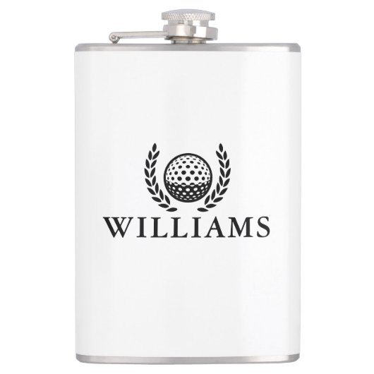 Klassieke gepersonaliseerde naam monogram golfbal heupfles (Voorkant)