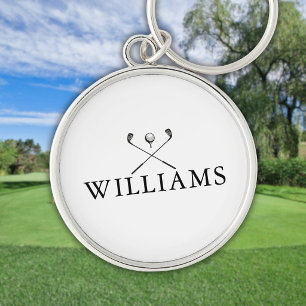Klassieke gepersonaliseerde naamgolfclubs sleutelhanger