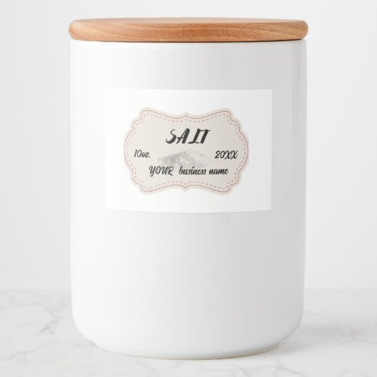 Klassieke gepersonaliseerde ronde vlees label zout voedselcontainer etiket (Voorkant)