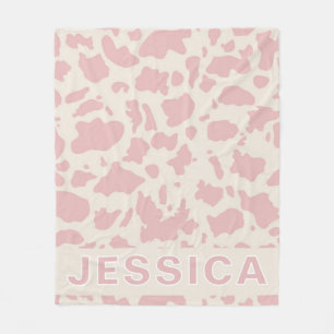 Klassieke gepersonaliseerde roze koeprint fleece deken