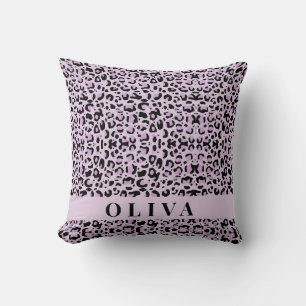 Klassieke gepersonaliseerde roze luipaardprint kussen