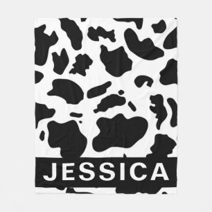 Klassieke gepersonaliseerde zwart-wit koeienprint fleece deken