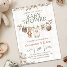 Klassieke geruite bosvos waslijn baby shower
