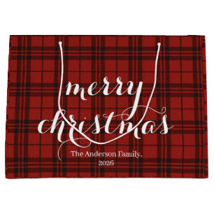 Klassieke geruite Merry Christmas Festive - Groot Cadeauzakje