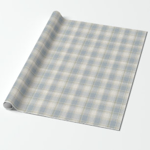 Klassieke geruite schaak in leisteenblauw crème cadeaupapier