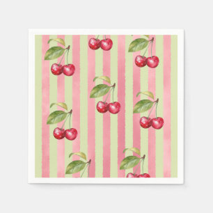 Klassieke gestreepte kersentuin baby shower servet