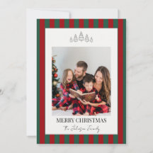 Klassieke gestreepte kerstkaart met foto