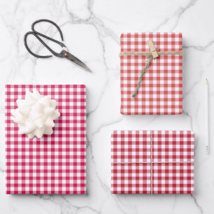 Klassieke Gingham 3 Rood Inpakpapier Vel