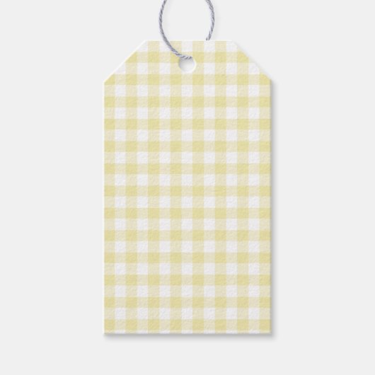 Klassieke Gingham Boter Geel Cadeaulabel (Voorkant)
