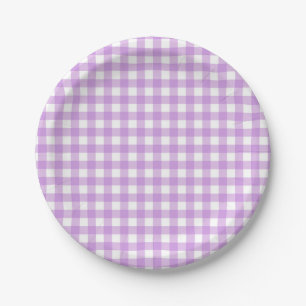 Klassieke Gingham Check Pset Pattern Pastel Paars Papieren Bordje