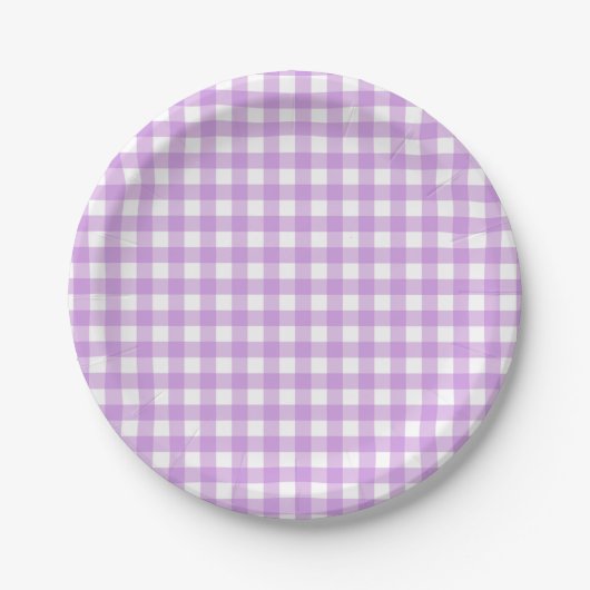 Klassieke Gingham Check Pset Pattern Pastel Paars Papieren Bordje (Voorkant)