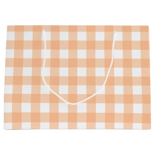 Klassieke Gingham Check Pset Pattern Peach Groot Cadeauzakje (Voorkant)