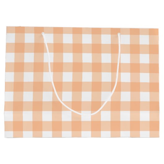 Klassieke Gingham Check Pset Pattern Peach Groot Cadeauzakje (Achterkant)