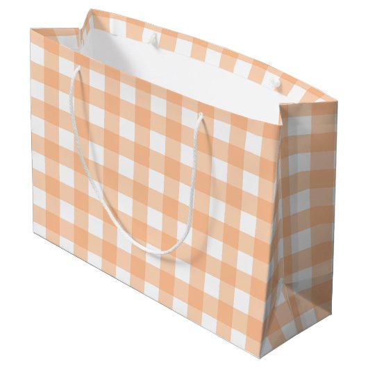 Klassieke Gingham Check Pset Pattern Peach Groot Cadeauzakje (Achterkant Gekanteld)