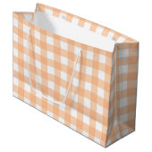 Klassieke Gingham Check Pset Pattern Peach Groot Cadeauzakje (Voorkant Gekanteld)