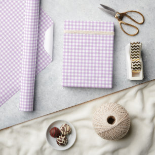 Klassieke Gingham Zacht Lila Cadeaupapier
