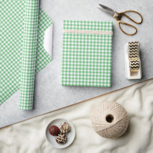 Klassieke Gingham Zomer Groen Cadeaupapier
