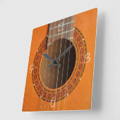 Klassieke gitaar oranje vierkante klok (Hoek)