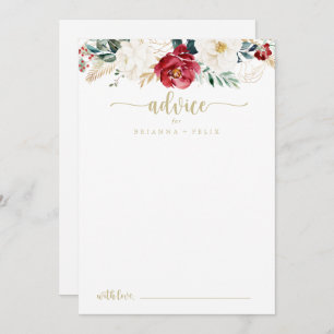 Klassieke Gold Burgundy White Floral Wedding Advieskaart