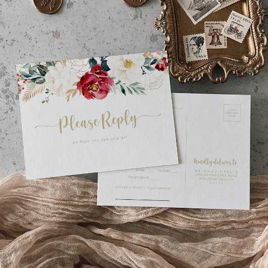 Klassieke Gold Burgundy White Menu Keuze Rsvp