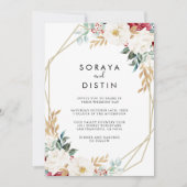 Klassieke Gold Floral Back & Front Formal Wedding Kaart (Voorkant)