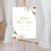 Klassieke Gold Floral delen het Liefde Hashtag-tek Poster