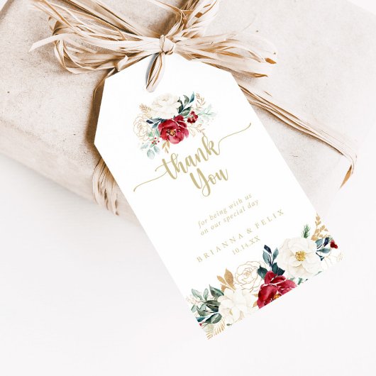 Klassieke Gold Floral Weddenschap Hartelijk dank Cadeaulabel