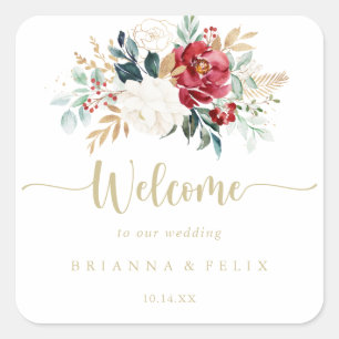 Klassieke Gold Floral Weduwen Welkom Vierkante Sticker