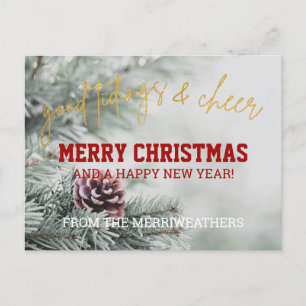 Klassieke Gold Glitter Script-kerstgroeten Briefkaart