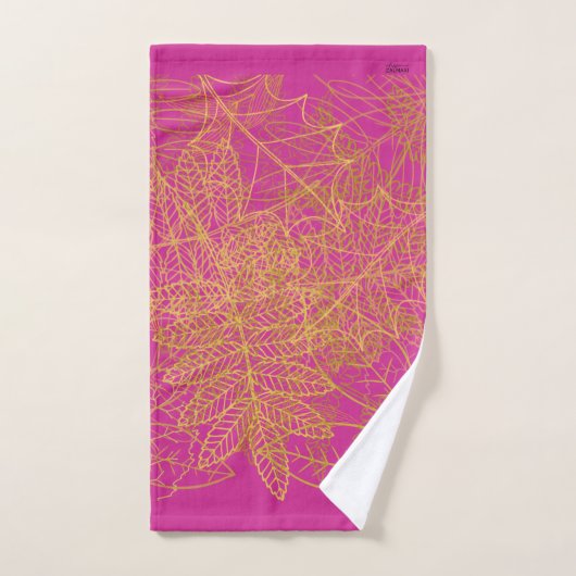 Klassieke Gold Leaf Fuchsia achtergrond Bad Handdoek (Handdoek)
