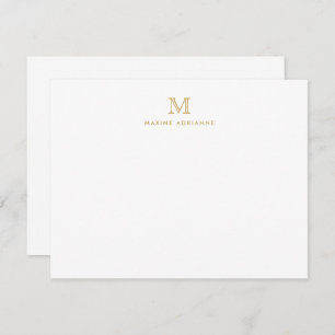 Klassieke Gold Modern Monogram Initiaal Note Card Kaart