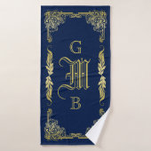 Klassieke Gold Monogram Kies uw achtergrondkleur Badhanddoek (Badhanddoek)