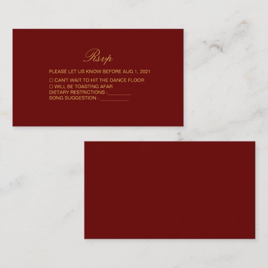  Klassieke Gold Wedding RSVP-kaart Informatiekaartje (Voorkant / Achterkant)